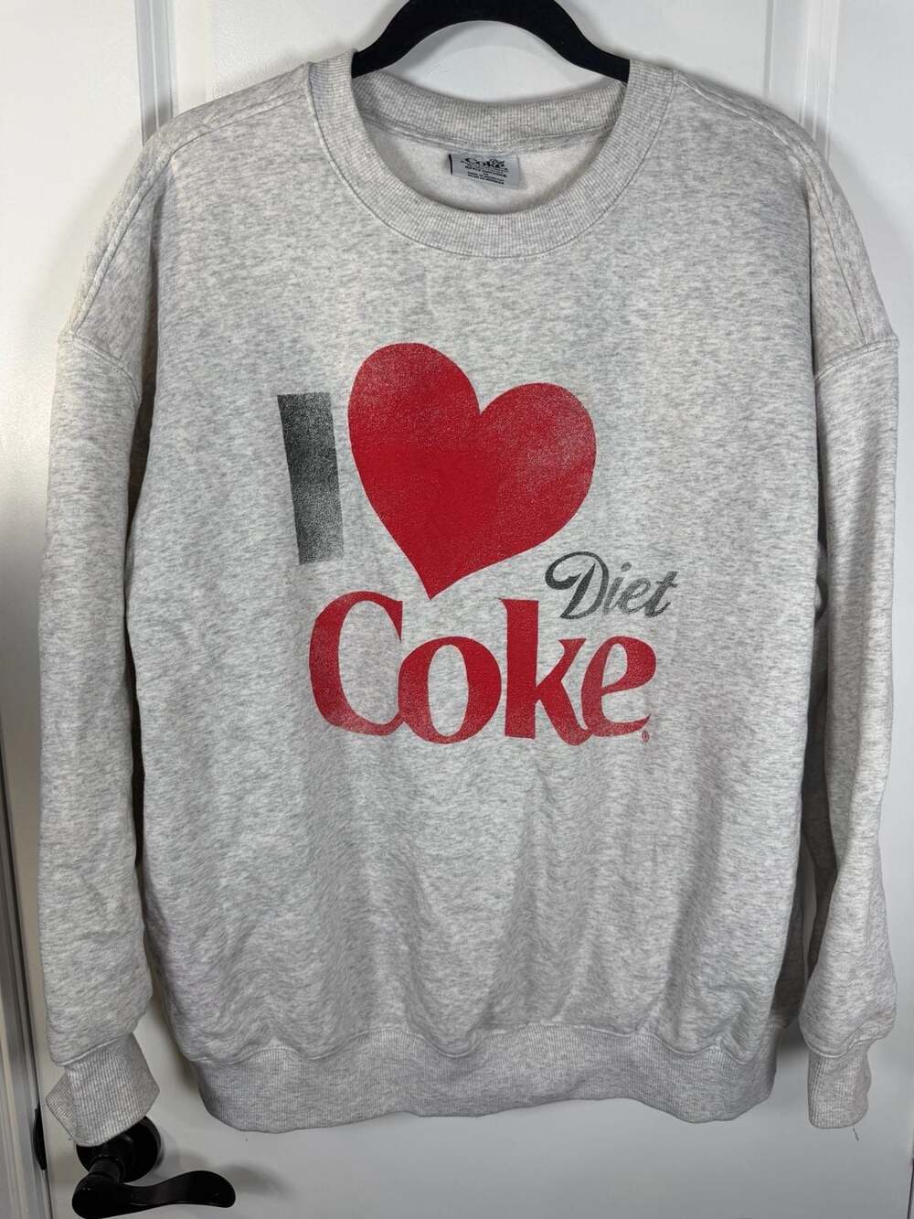 Ripple Junction Coca-Cola Diet Coke Heart Graphic Crewneck Sweatshirt Gray